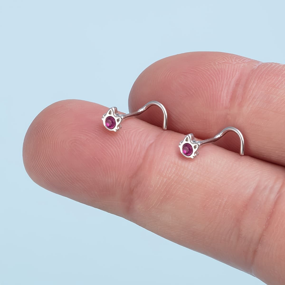 TEMU Set Of 2 Adorable Cat Nose Studs Made With Synthetic Zirconia, Suitable For Piercings Including Cartilage, Tragus, Daith, And Helix, In Gauge Size