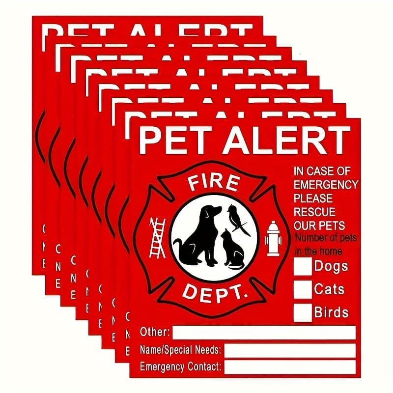 TEMU Sticker - 10 Pack Safety Sticker Decal-save Our Cat/dog Pets In A Fire Emergency, Firefighters Will See Alert On The Window, Door, Or House And Rescue .