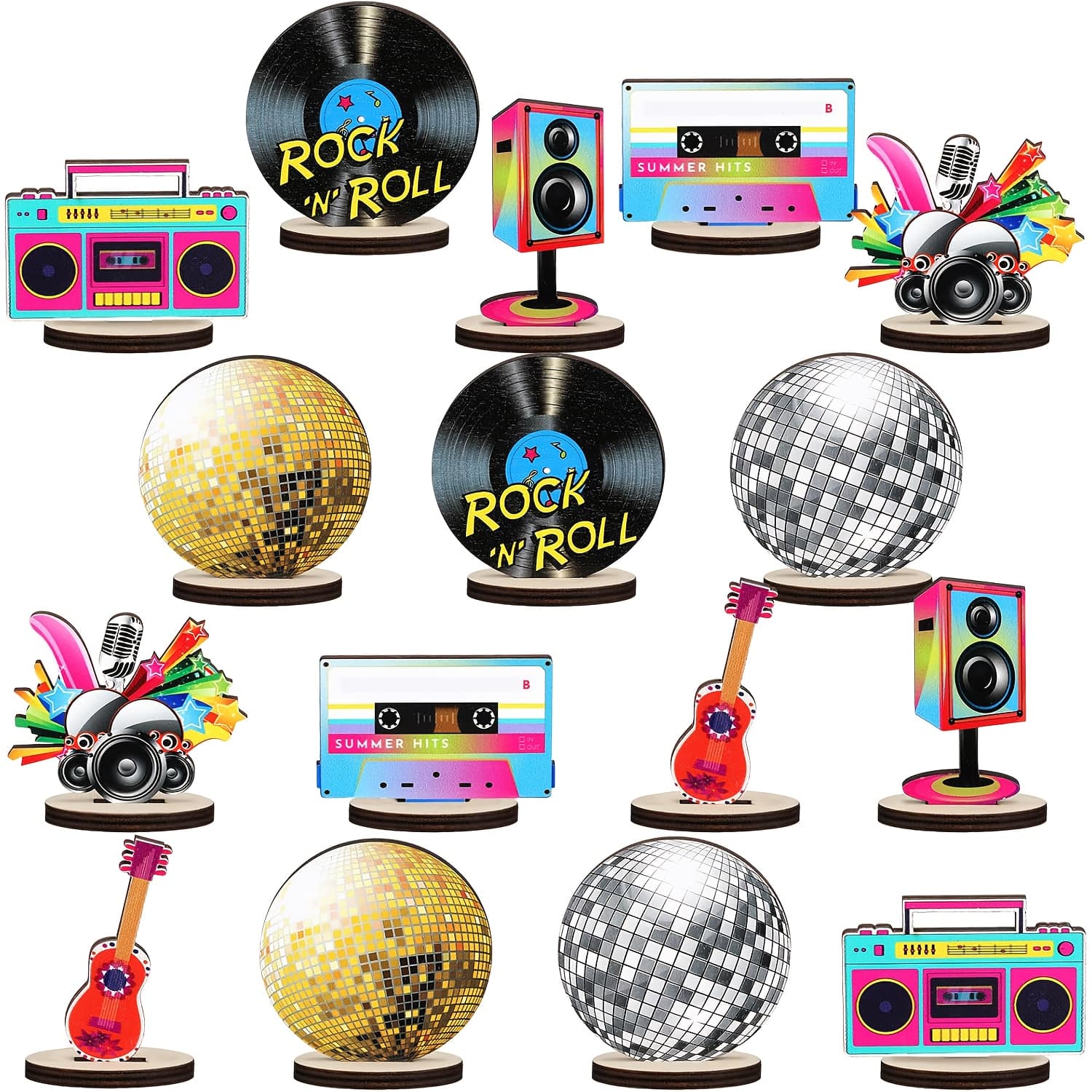 TEMU 16 Wooden Disco Party Favors Suitable For A 1970s Themed Birthday Music Party Decorations And Table Decor