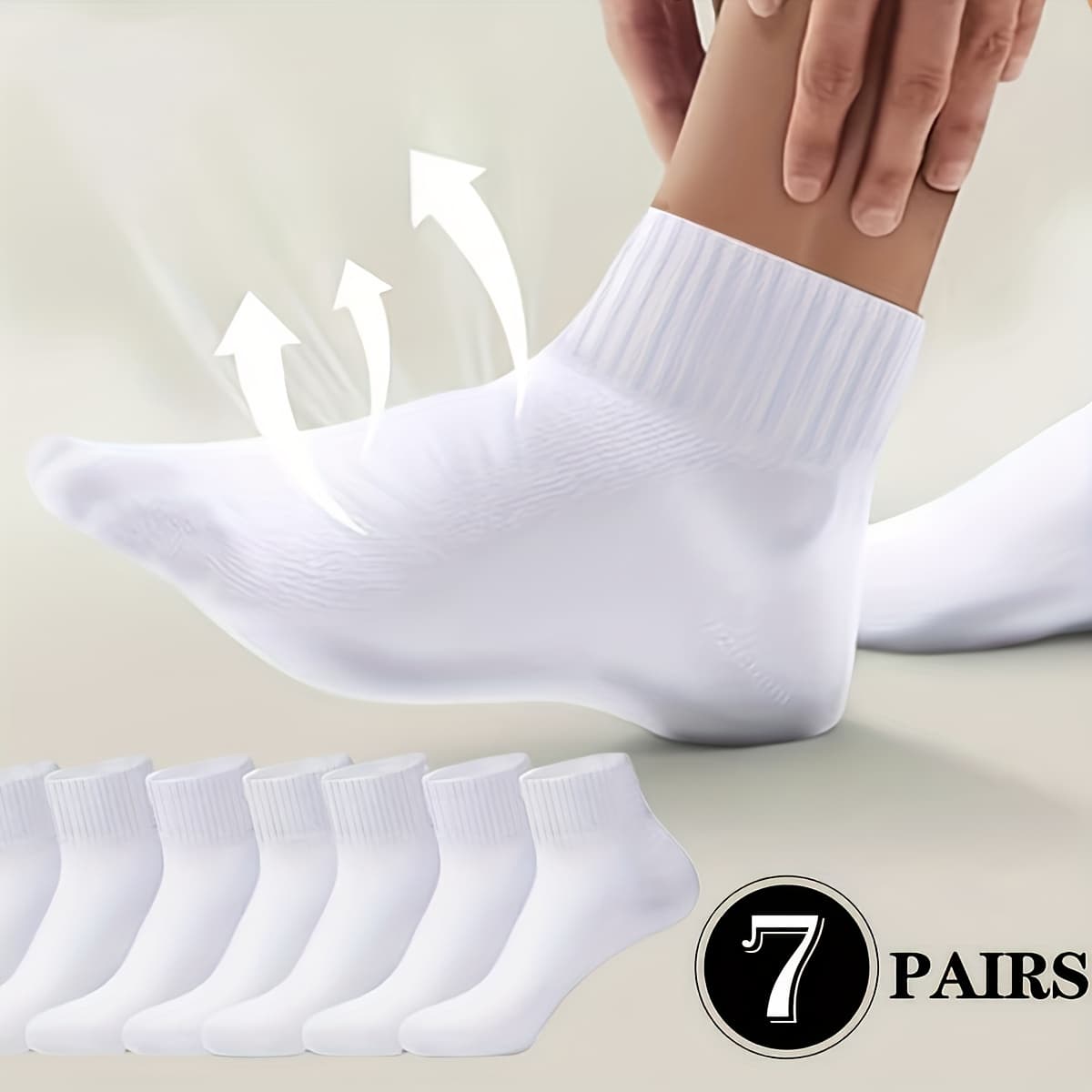 TEMU 7 Pairs/14 Pairs Of Men's And Women's Sports Socks With Striped Cuffs, Breathable, All Season Socks, Suitable For Sports Shoes, Classic Ankle Design, Durable Socks, Essential Socks For Outdoor