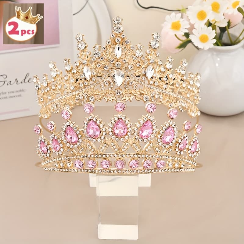 TEMU 2 Elegant Crown Headpieces, Decoration, Birthday Performance Party Celebration Hair Additions Hairband, Role Playing Costume, Holiday Headband, Elegant Headwear