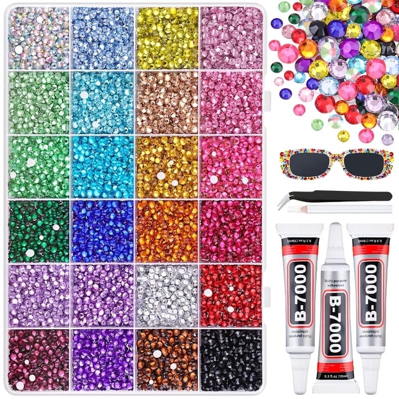 TEMU 24 Grid 18800 Resin Rhinestones Mixed Flat Gemstones, Suitable For Clothing, Water Bottles, Shoes, Fabric Decoration, And Nail Art Nail Additions