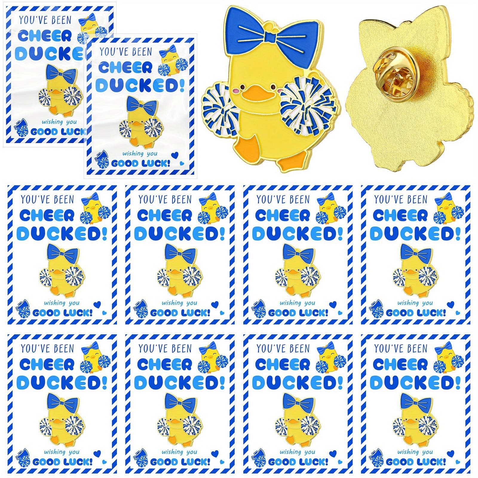 TEMU 24 Pack Bulk Cute Duck Pin Brooches - Cheerleader Duck Pins Suitable For Gifts, Squad Accessories, Cheerleading Outfits (you've Cheer Ducked Tags)