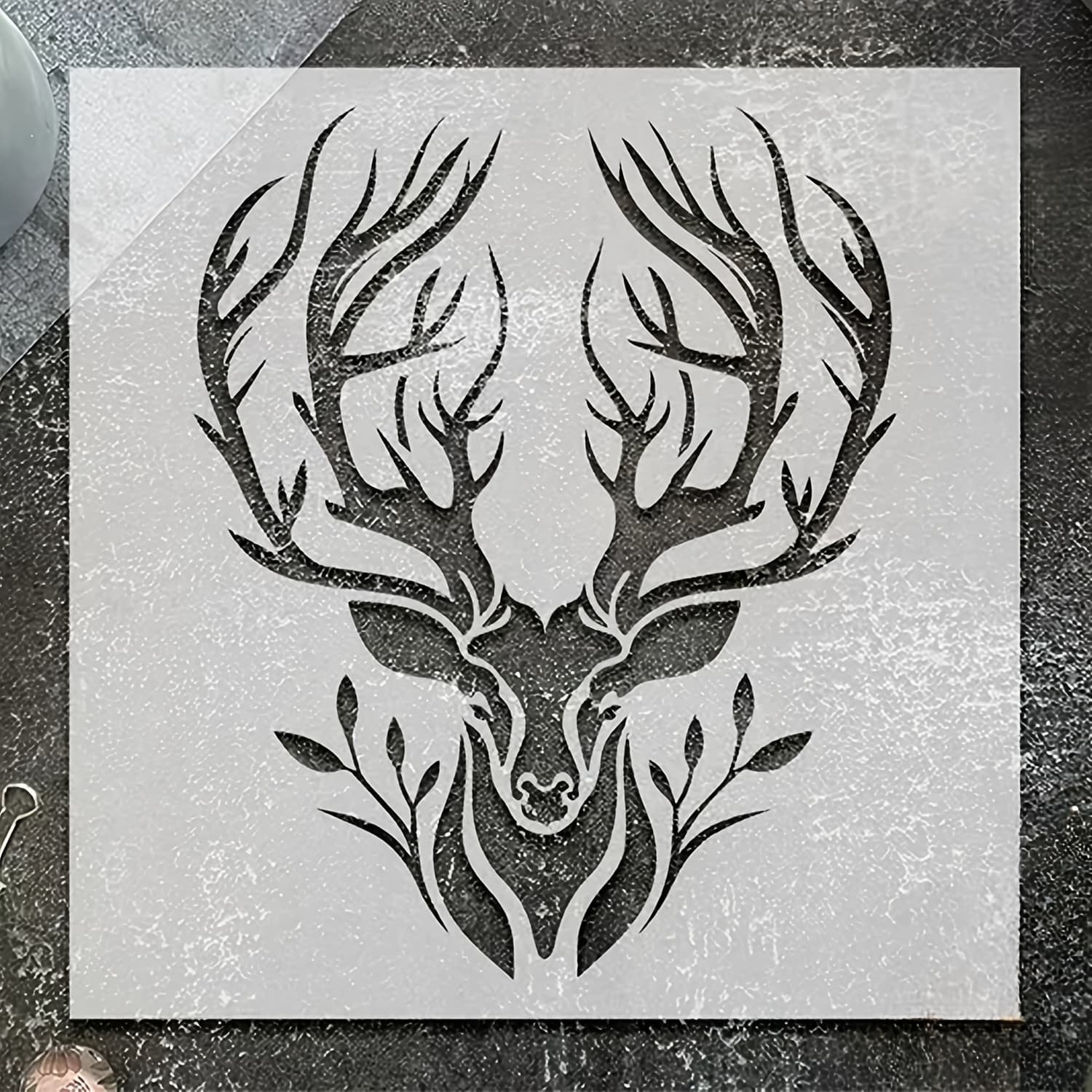 TEMU Reusable Deer Stencil Measuring 11.8 By 11.8 Inches, Ideal For Painting With Brushes, Drawing Templates For Crafts, Wall Art, Furniture, And Canvas Projects