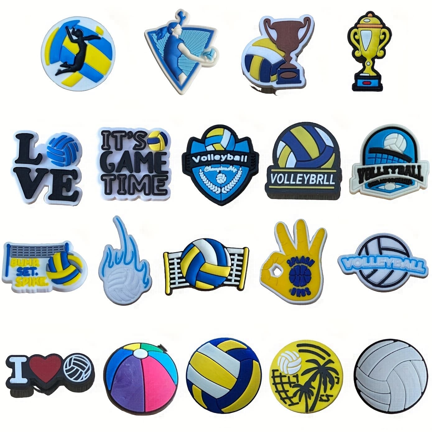 TEMU 19pcs Volleyball Shoe Charms Set, Plastic Sports-inspired Decorations, For, Sandals, Accessories, Ideal Party Favors & Birthday Gifts