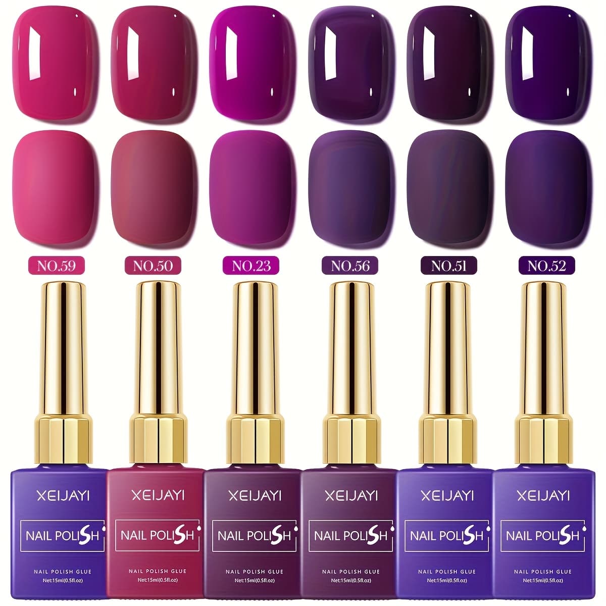 TEMU 2025 Bright Nail 6-color Set 15ml New Popular Purple Gel Semi-permanent Nail Soaking Led Nail Salon Nail Salon Gel