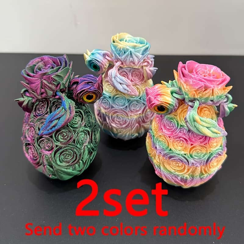 TEMU 2 Sets Of 3d Printed Rose Turtle Egg Set Models, Suitable For Room Decoration Statues, Party Statues, Festival Statues, Ornaments And Gifts Random Color