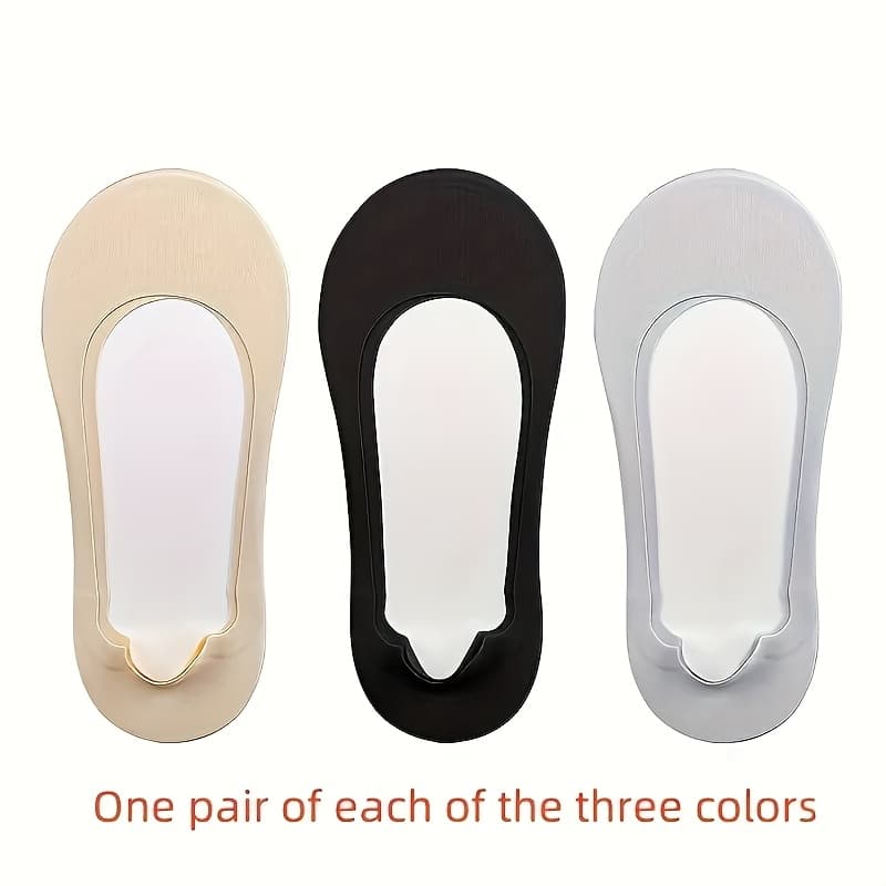 TEMU 3 Pairs Of Women's Sports No-show Socks - Fabric, Arch Support, Shock-absorbing Soft Sponge, Non-slip Low-cut Socks