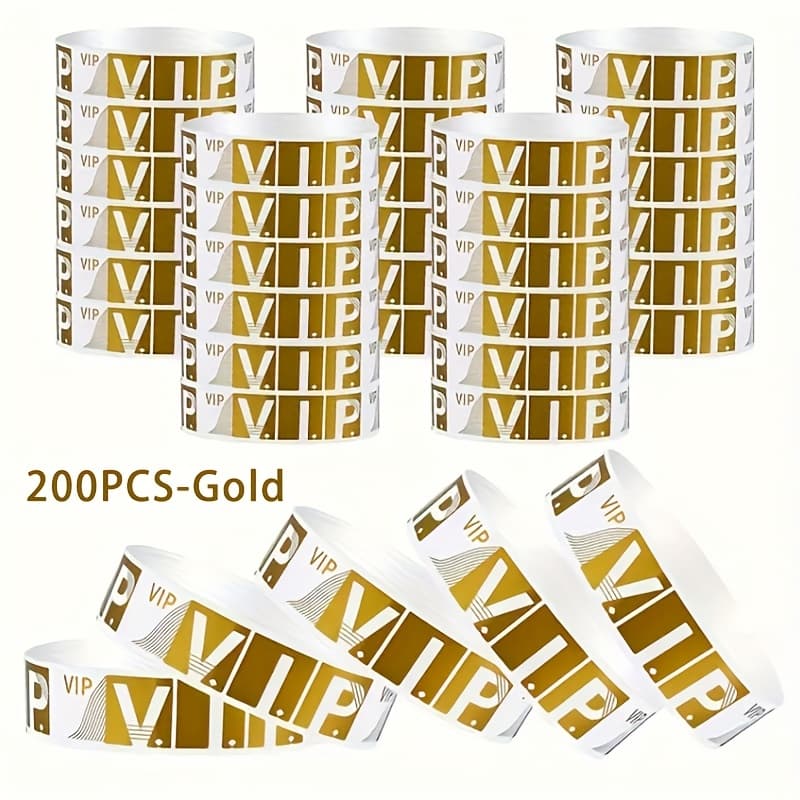 TEMU 200pcs Vip Wristbands, Lightweight Pvc Bracelets With "vip" Print For Parties, Concerts, Clubs, Amusement Parks & Festivals - Wrist Bands Arm Bands For Events Concerts