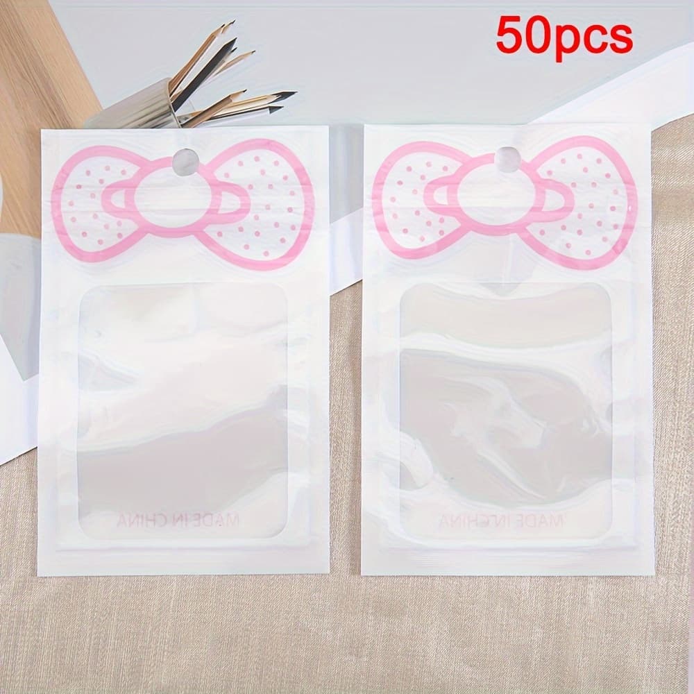 TEMU 50pcs Pink Cute Bow Packaging Bags, Sealed 8x12cm Zipper Bags, Used For Retail Packaging And Gift Packaging Bags