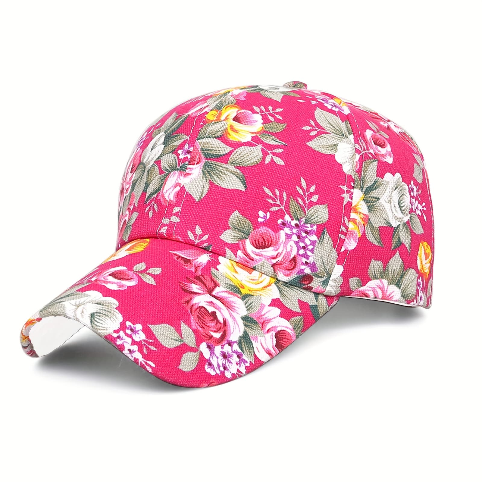 TEMU Women's Baseball With Floral Print - Elegant Hat With Colorful Flowers, Light And Breathable For Valentine's Day Or Outdoor Activities, Cute Women's Hat