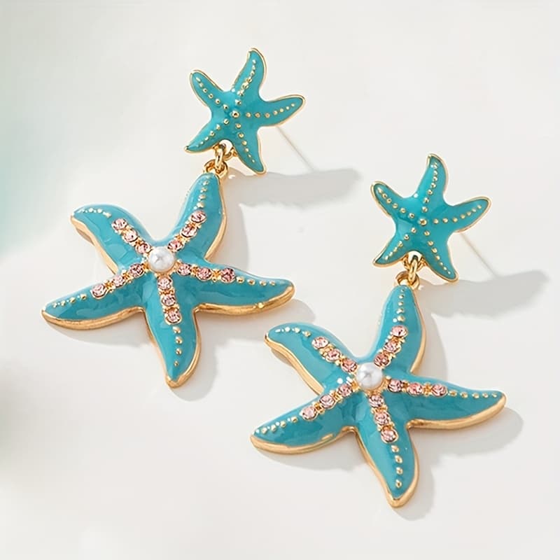 TEMU 1 Pair Sweet Elegant Starfish Earrings Women's Holiday Birthday Date Party Vacation Shopping Daily Additions