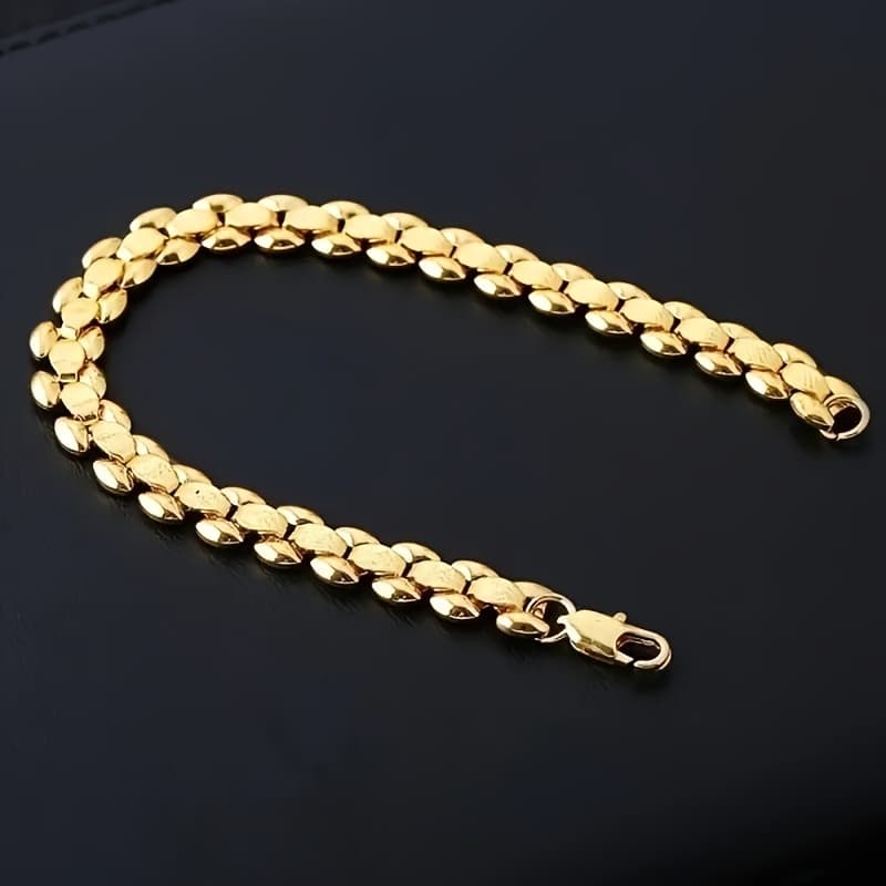 TEMU Luxury Fashionable Classic Women's Golden-tone Bracelet - Durable Iron Chain For Everyday & Party Wear, Valentine's Day Gift,