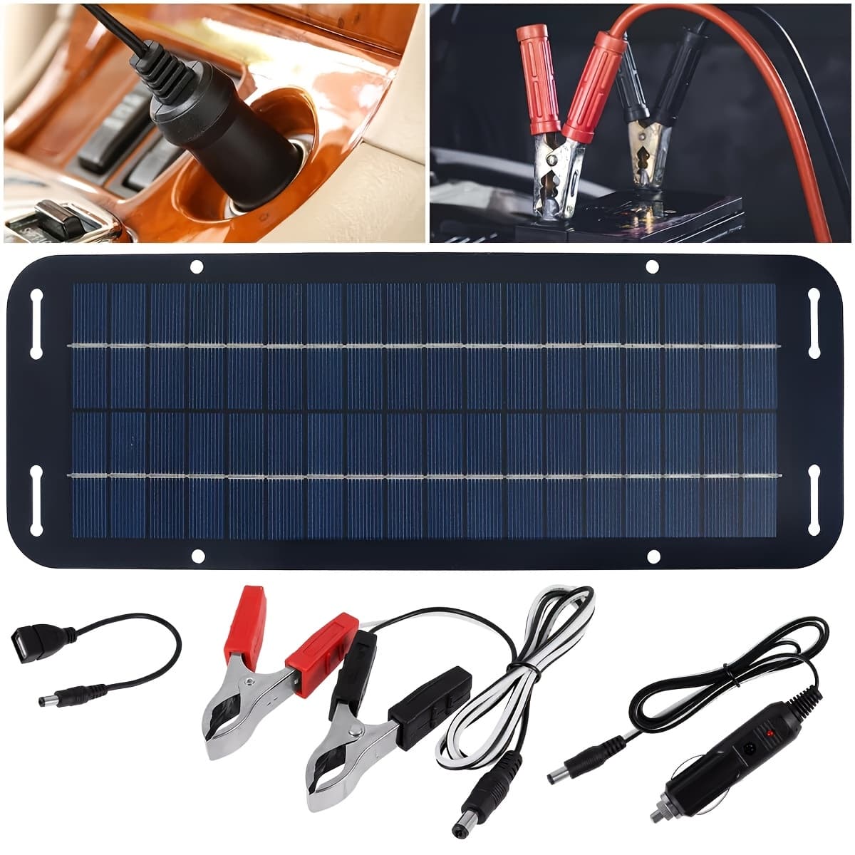 TEMU Solar Panel Kit, 40w 12v Solar Trickle Charger, 11..5 Inch Portable Solar Powered Charger Kit High-efficiency Car Battery Charging For Car Rv Boat Motorcycl