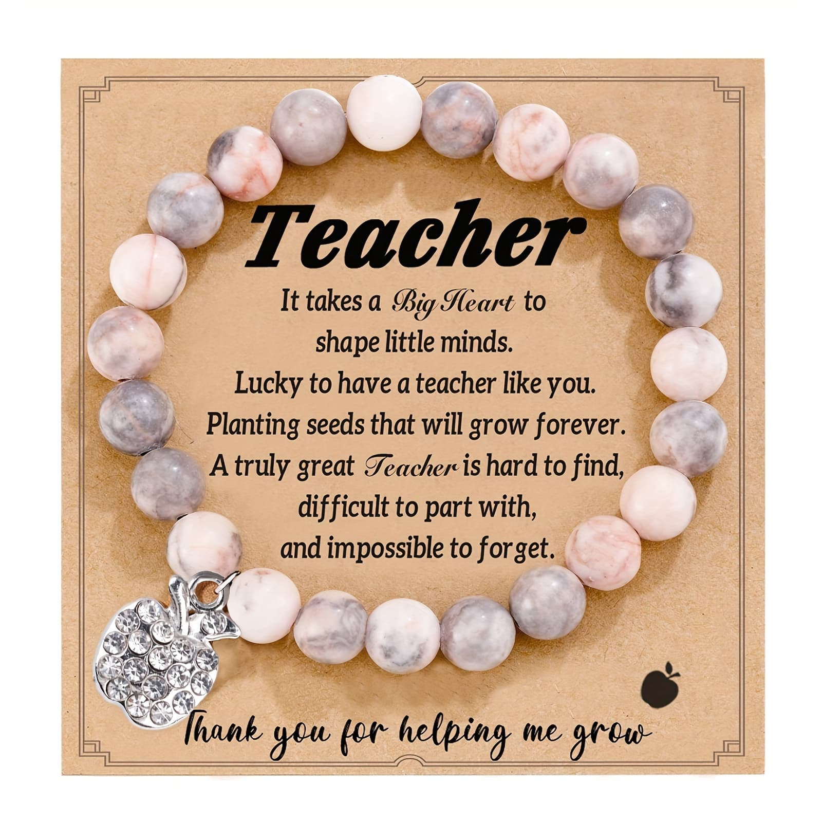 TEMU Graduation Gifts For Him/her 2023, College High School Graduation Gift 2023, Teacher Appreciation Gifts For Women, Teacher Stretch Bracelet With Charm, Natural Stone Beads Teacher Bracelets