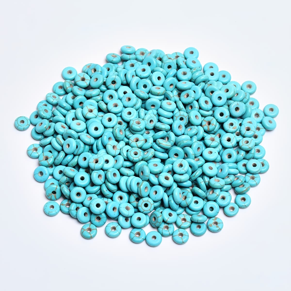 TEMU 6/8/12/14/16mm Natural Stone Beads Turquoise Stone Spacer Beads Flat Round Beads Necklace Bracelet Jewelry Making Diy Handmade Accessories