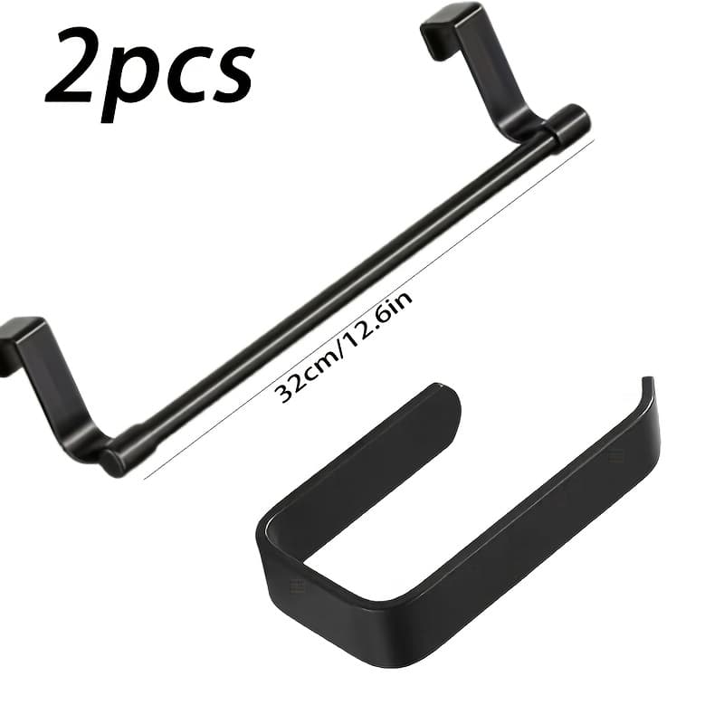 TEMU 2pcs Wall Mounted Towel Rack, No Drill Adhesive Kitchen Dishcloth Holder And Bathroom Organizer, 2-size Over Cabinet/door Hanger For Dish Towels, Space Saving