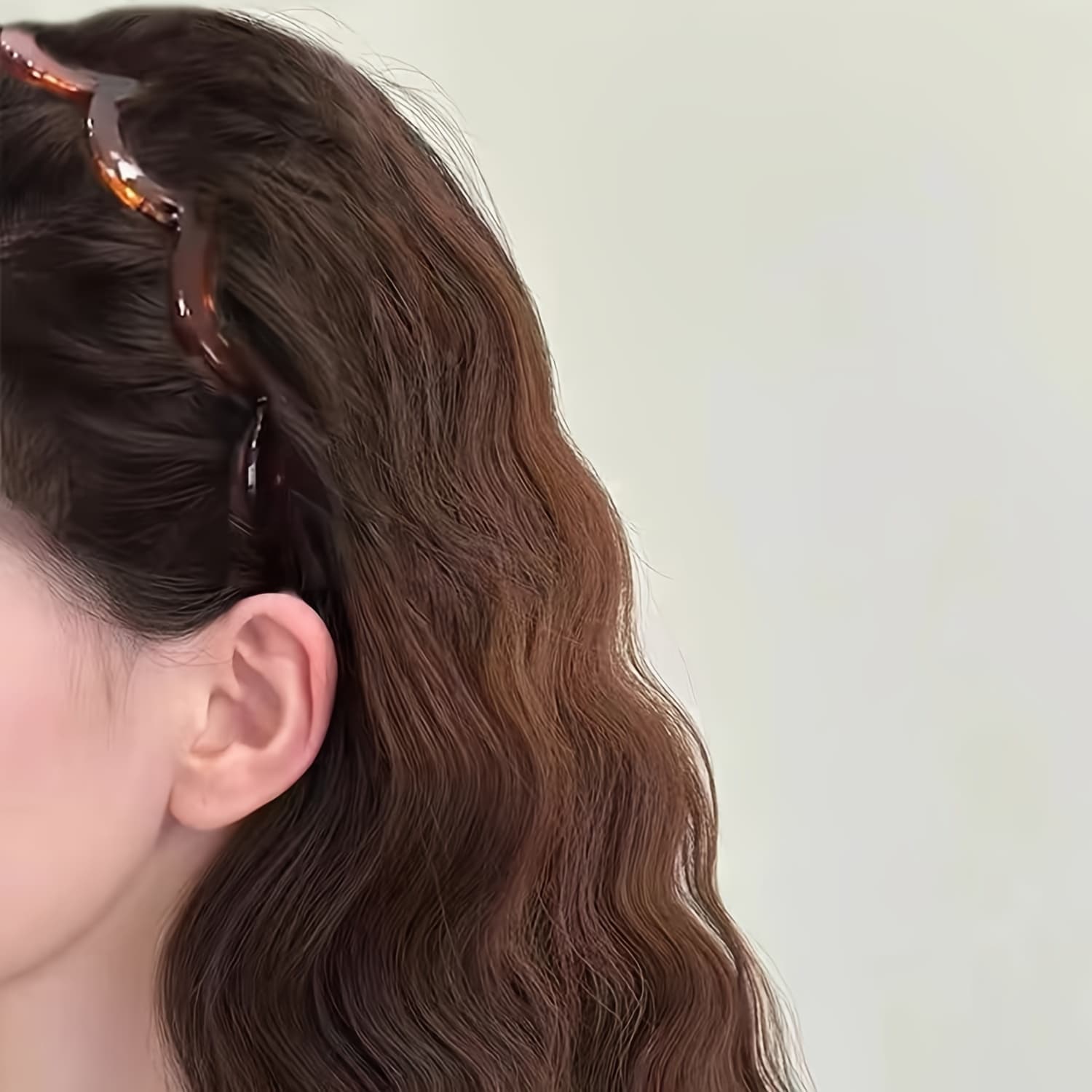 TEMU 5pcs Trendy Pc Wave Headband, Elegant Facial Wash Headband, Anti Slip, High-end Hair Hole With Toothed Hair Clip