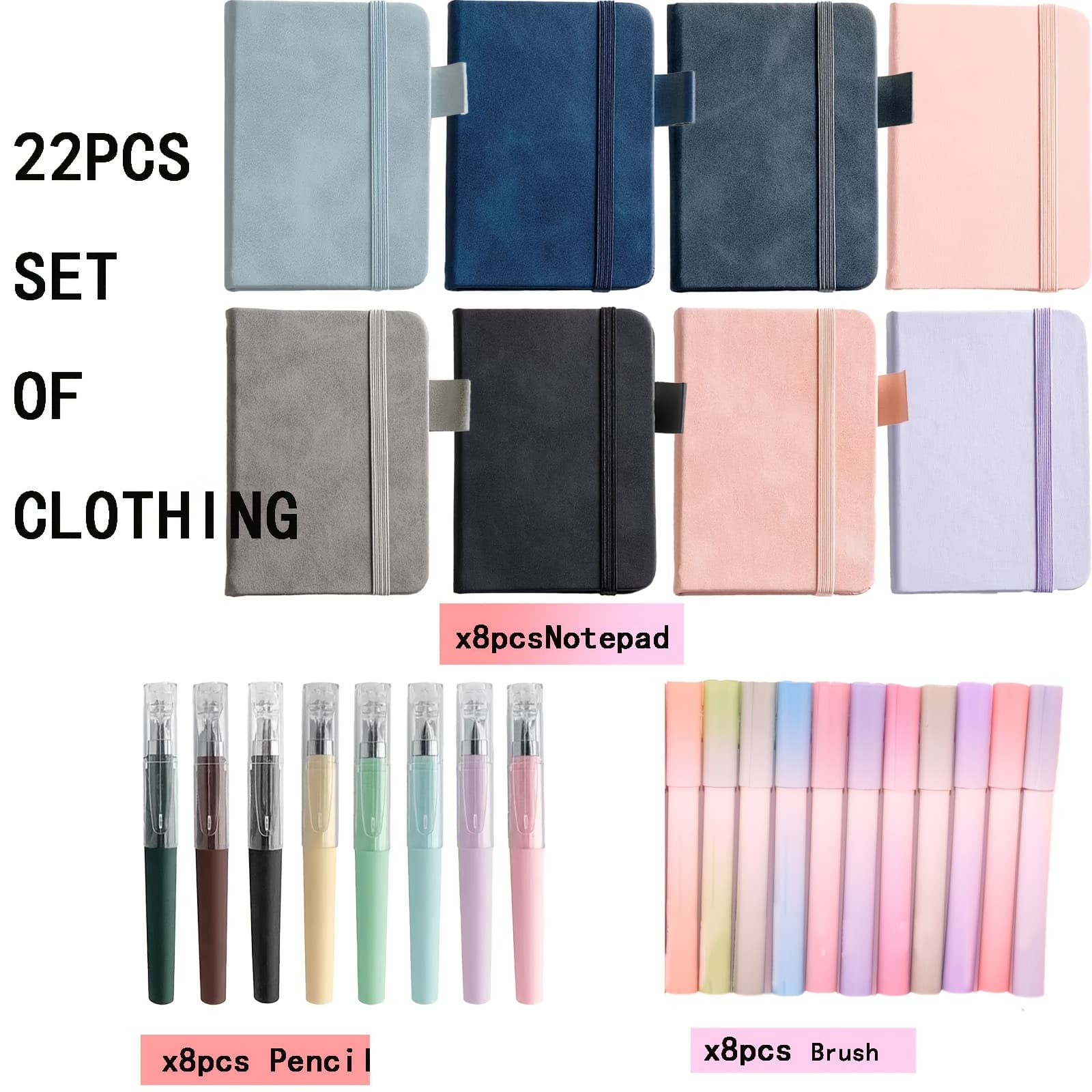 TEMU 12pcs Or 22pcs Color Notebook Set, 4 Soft Cover Notebooks+ 4 Ballpoint Pens+ 4 Colored Pens, Very Suitable Travel, Office, School, Party Gifts Notebook Set, Valentine's Day, Easter2
