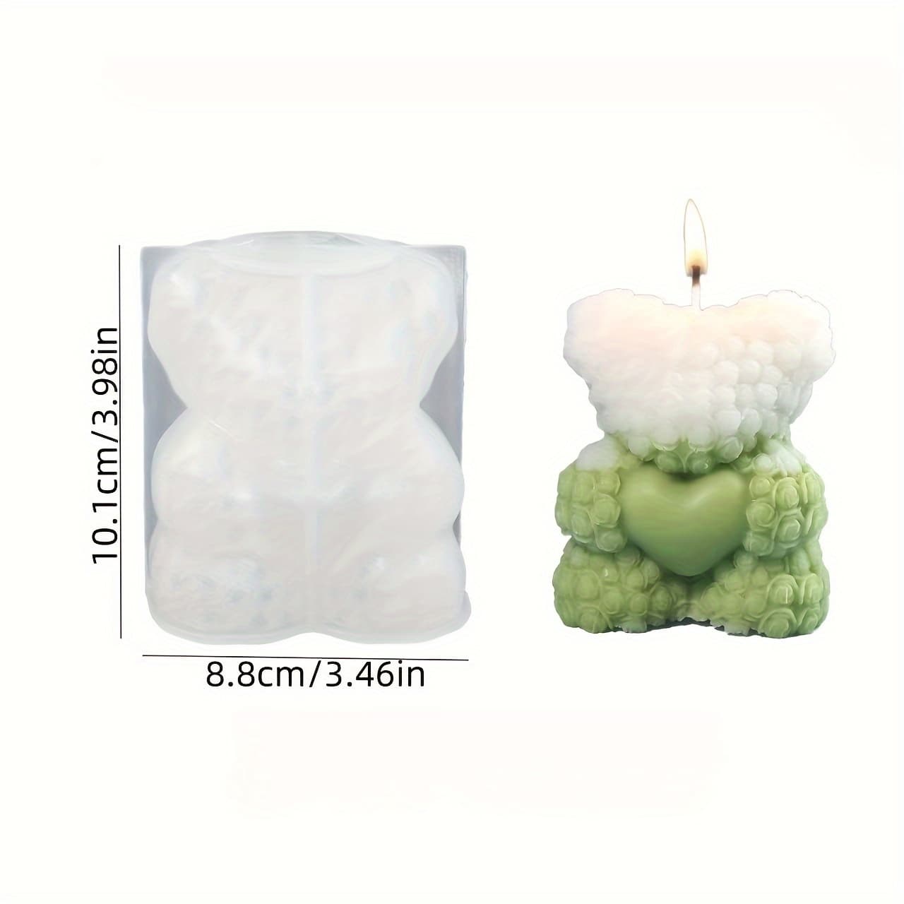 TEMU 1pc Cozy Teddy Bear Silicone Mold For Diy Candle & Soap Making - 3d Rose With , Wax Crafts In Colors