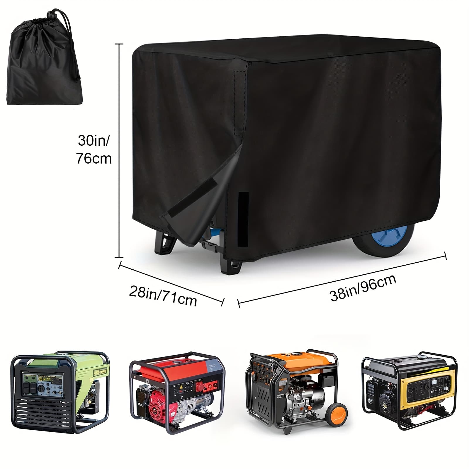 TEMU Heavy Duty Generator Cover With Storage Bag - Uv , Protection, Portable Fits Most Generator