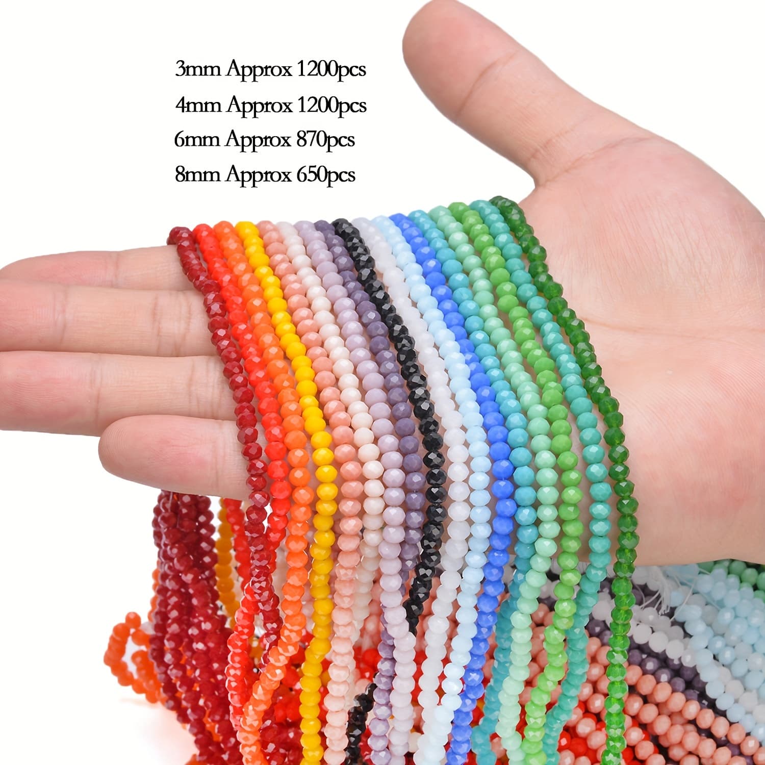 TEMU 10 Strands Colorful Crystal Glass Beads Loose Beads For Jewelry Making Bracelet Additions 3/4/6/8mm