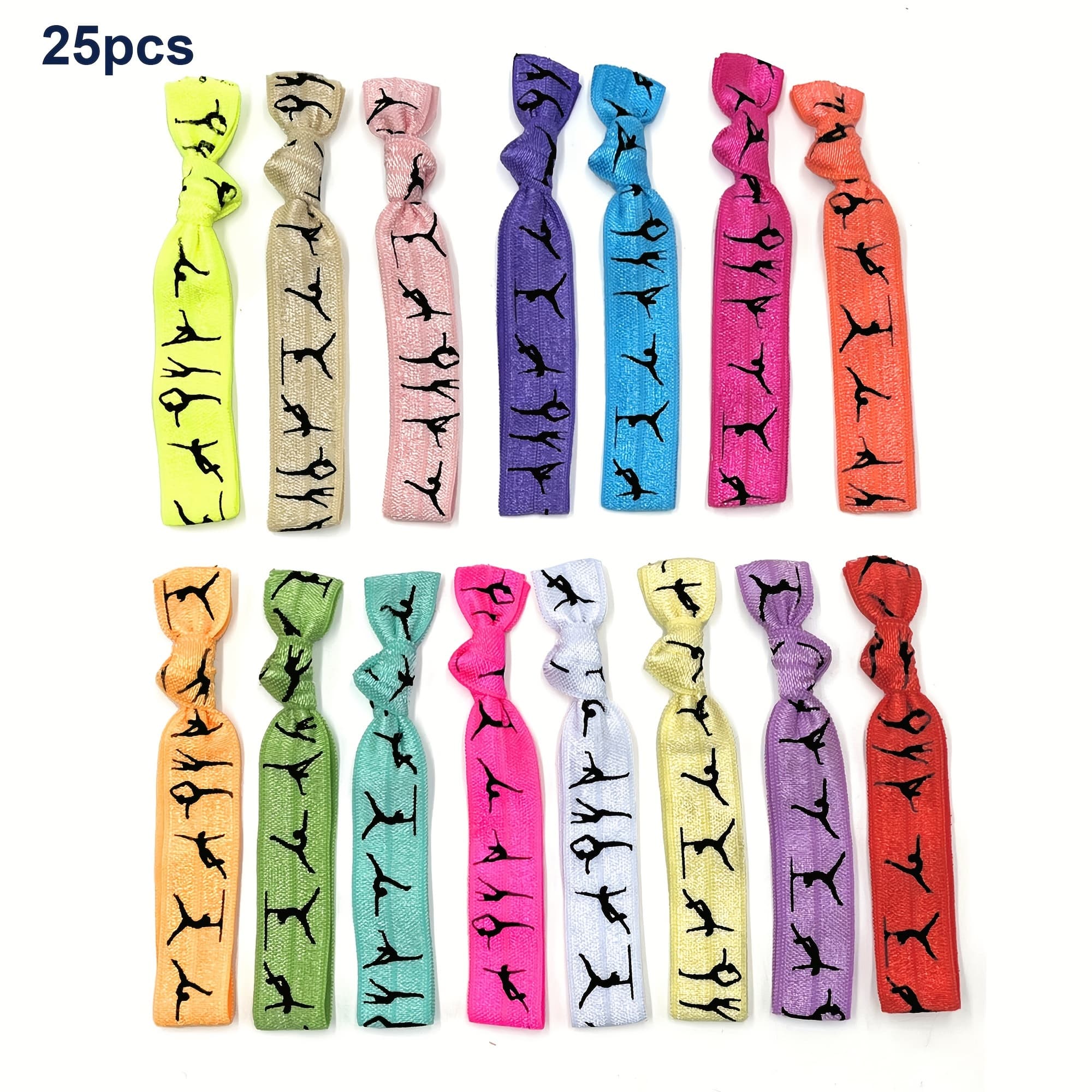 TEMU 10/25pcs Knotted Elastic Stretchy Fashion Bracelets For Gymnastics, Sports, And Yoga, Printed Wristbands, Colors Random