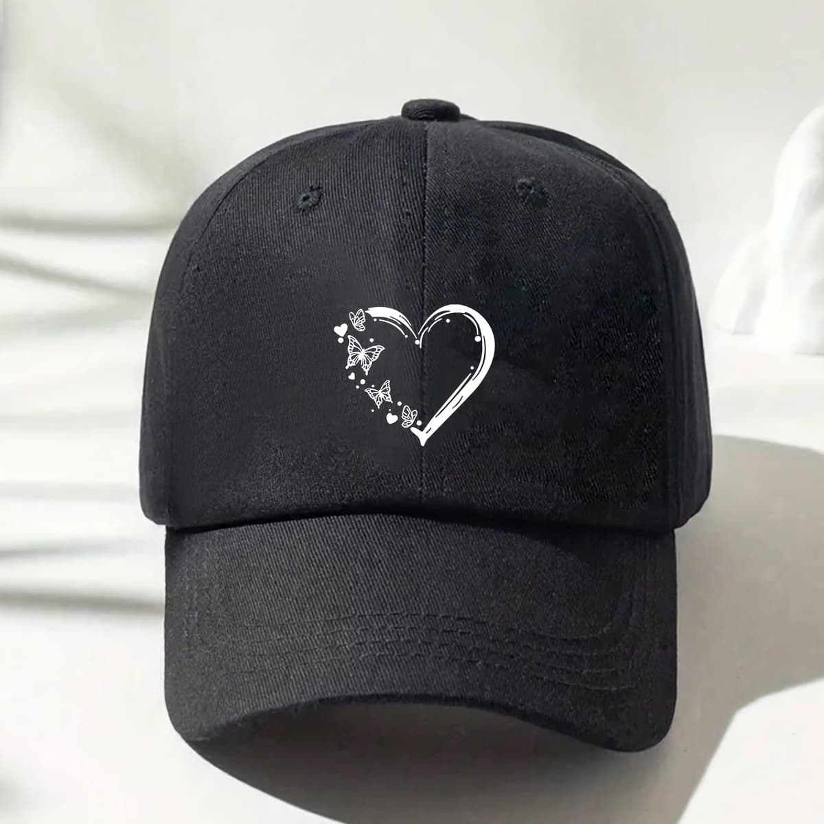 TEMU 1pc Women's Breathable Adjustable Baseball With Heart & Print - Lightweight Outdoor Sun Hat Suitable For Beach, Travel, Vacation, Casual Wear - Machine Washable For & Women