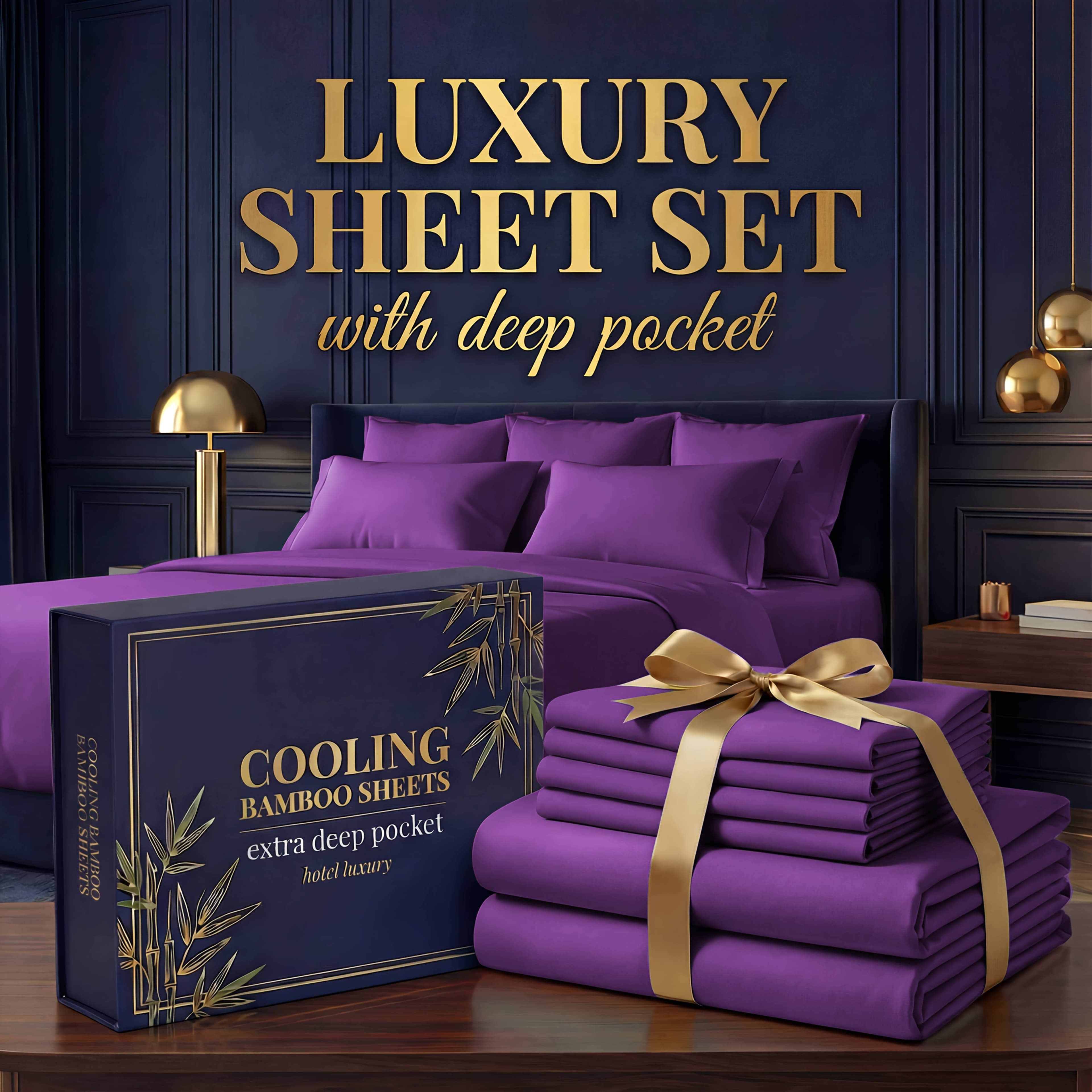 TEMU 3pcs/ 4pcs Bamboo Cooling Bed Sheet Set -14"deep Pocket, Shrink-resistant, Fade-resistant, Skin-friendly Bedding Set With 1or2 Pillowcases, 1 Flat Sheet, 1 Fittedsheet,
