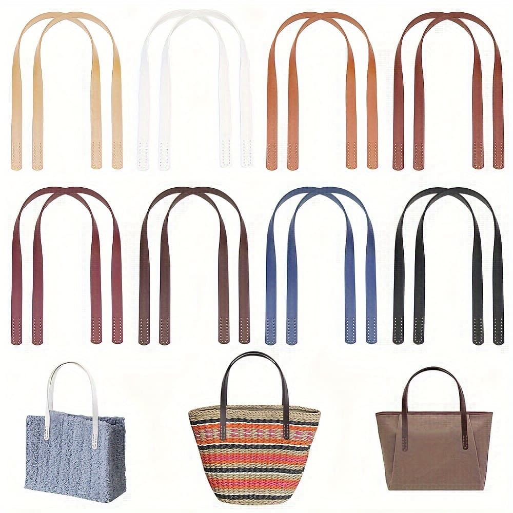 TEMU 16pcs Faux Leather Bag Straps - Slim Bag Handles With Pre- Hole, Assorted 8 Colors, Mixed Colors, 2pcs Per Color, Bag Replacement Additions For