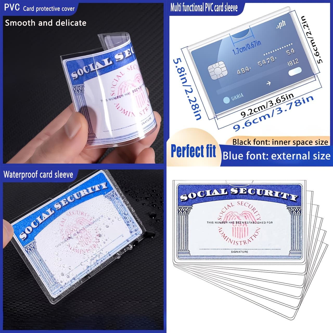 TEMU 18pcs Transparent Protective Cover Card And Credit Card Size Business Card Id Card Protective Cover, Soft And Pvc Plastic