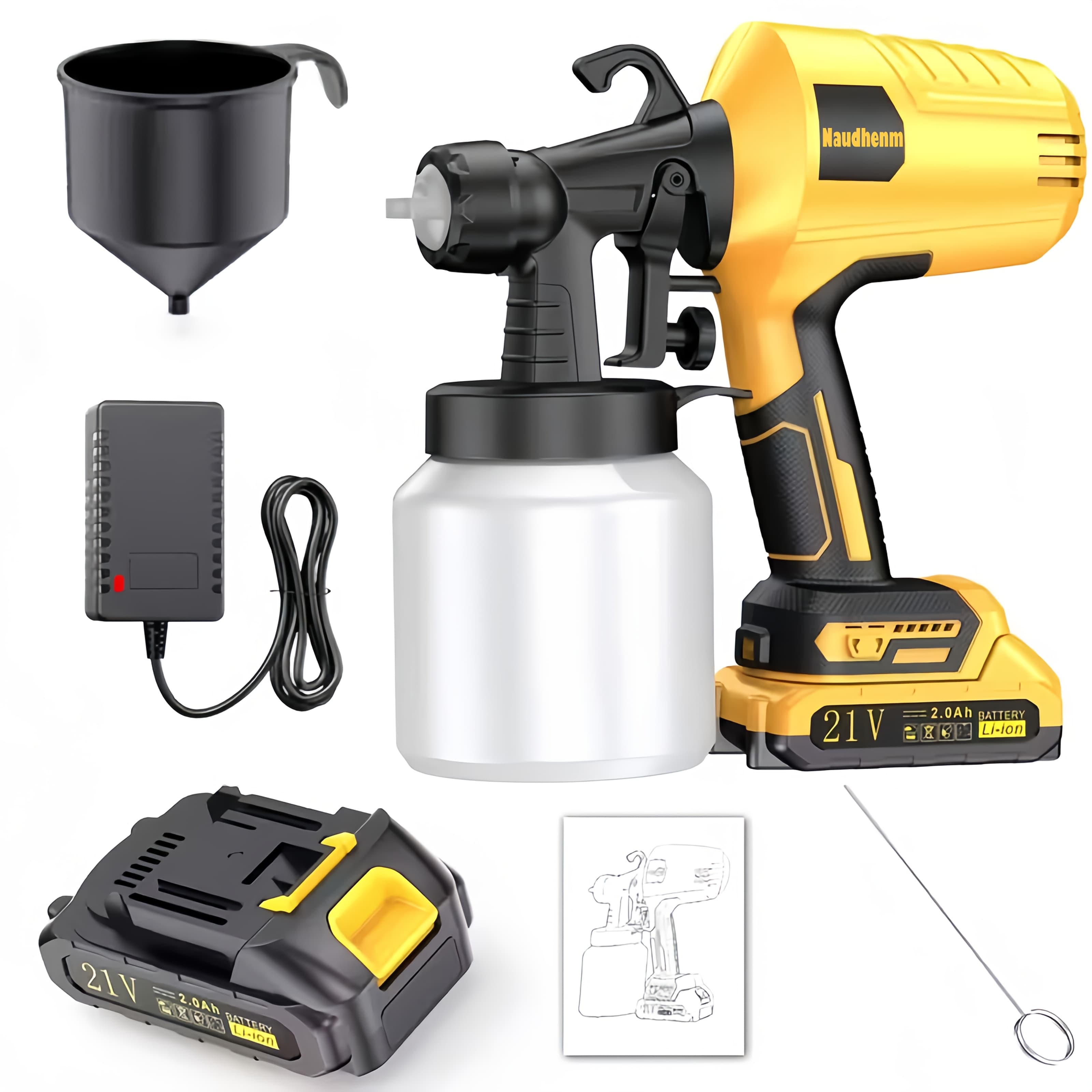TEMU Hvlp Paint Sprayer, High Spray Gun With 800ml Container, 3 Spray Patterns And Adjustable , Professional For Kitchen Cabinets, Furniture, Fence And Wall