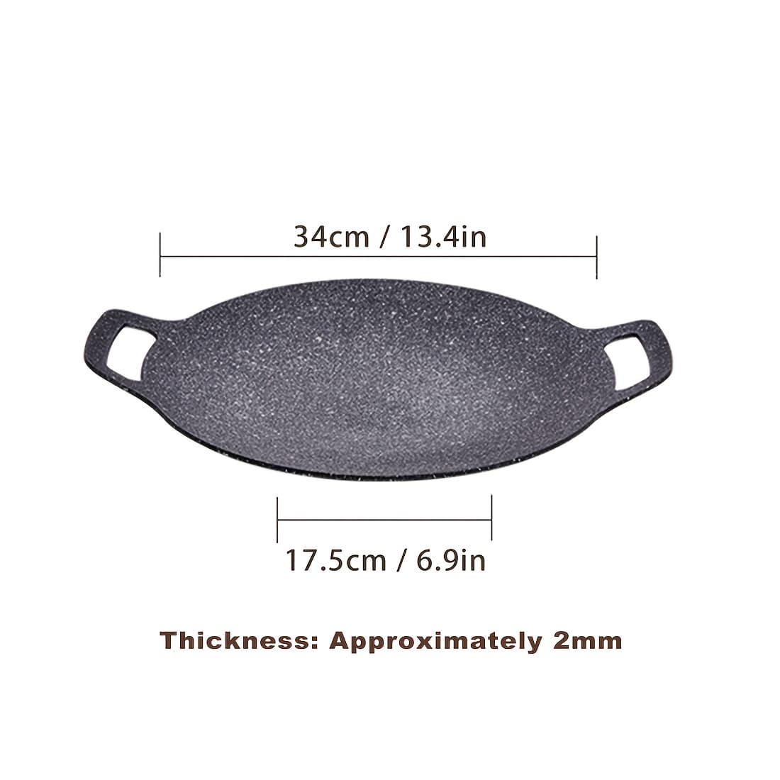 TEMU 1pc, 11.8in/13.4in/14.2in, Outdoor Bbq Grill Pan, Carry The Side Handle Bbq Pot, Burning Grain , Teppanyaki Pan – , , Easy – Perfect For Home, Outdoor Bbq, Steak, Pancakes, And More