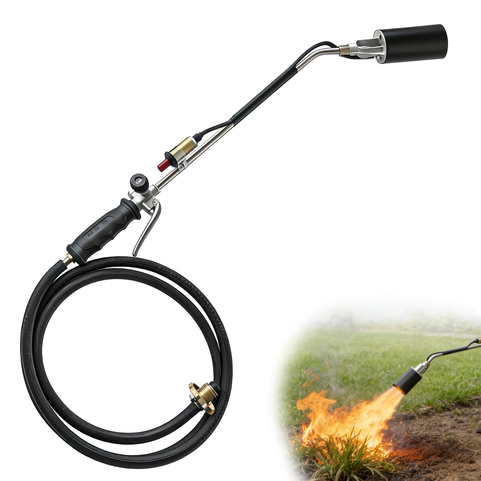 TEMU Propane Torch Kit Heavy Duty Weed Burner, With Igniter (self Igniting), With 8.8-ft Hose For Weed Burning, Melting Ice And Snow, And Roofing