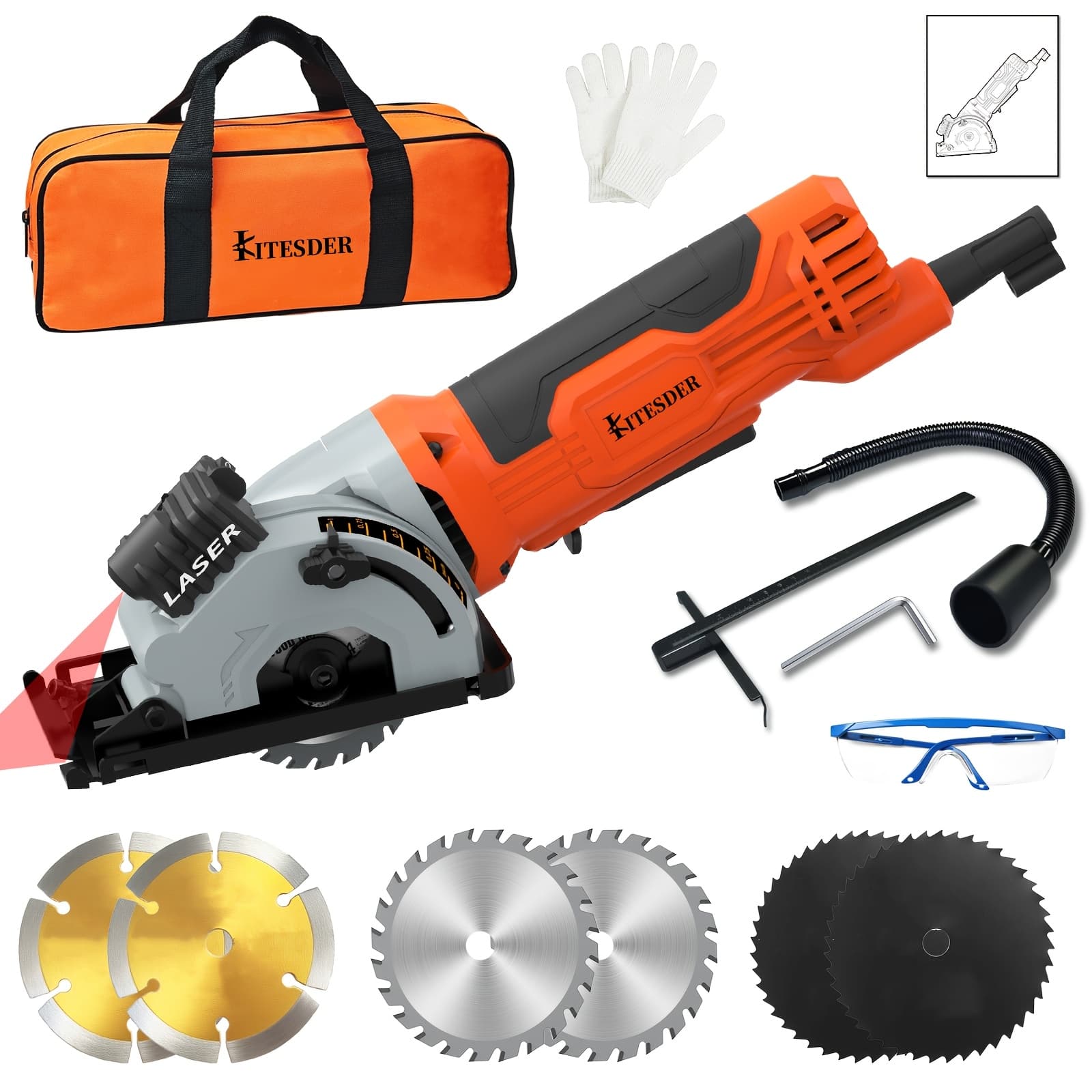 TEMU Circular Saw, 4.8a Electric Circular Saw Corded With Laser Guide, 7000rpm, Saw Blades Max Cutting Depth 1-1/16", Saw For Wood, , Tile, Plastic Cuts