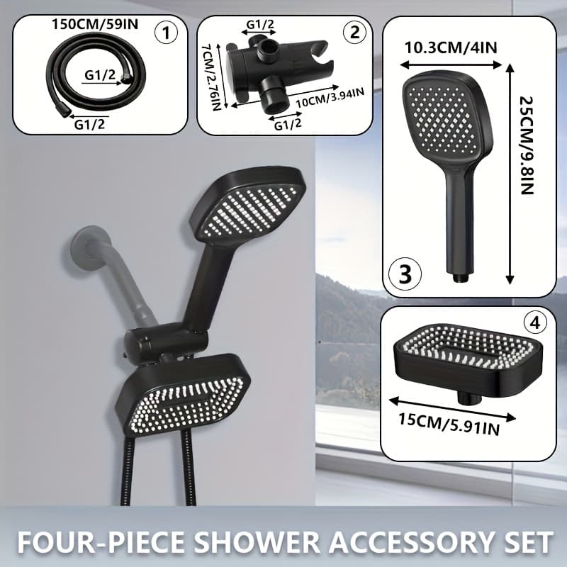 TEMU High-traffic Advanced High-pressure Combo, 2-in-1 Handheld And Shower With Long Hose And - Durable Abs Material, Wall Mounted, Bathroom Upgrade For Shower Use For Shower Use