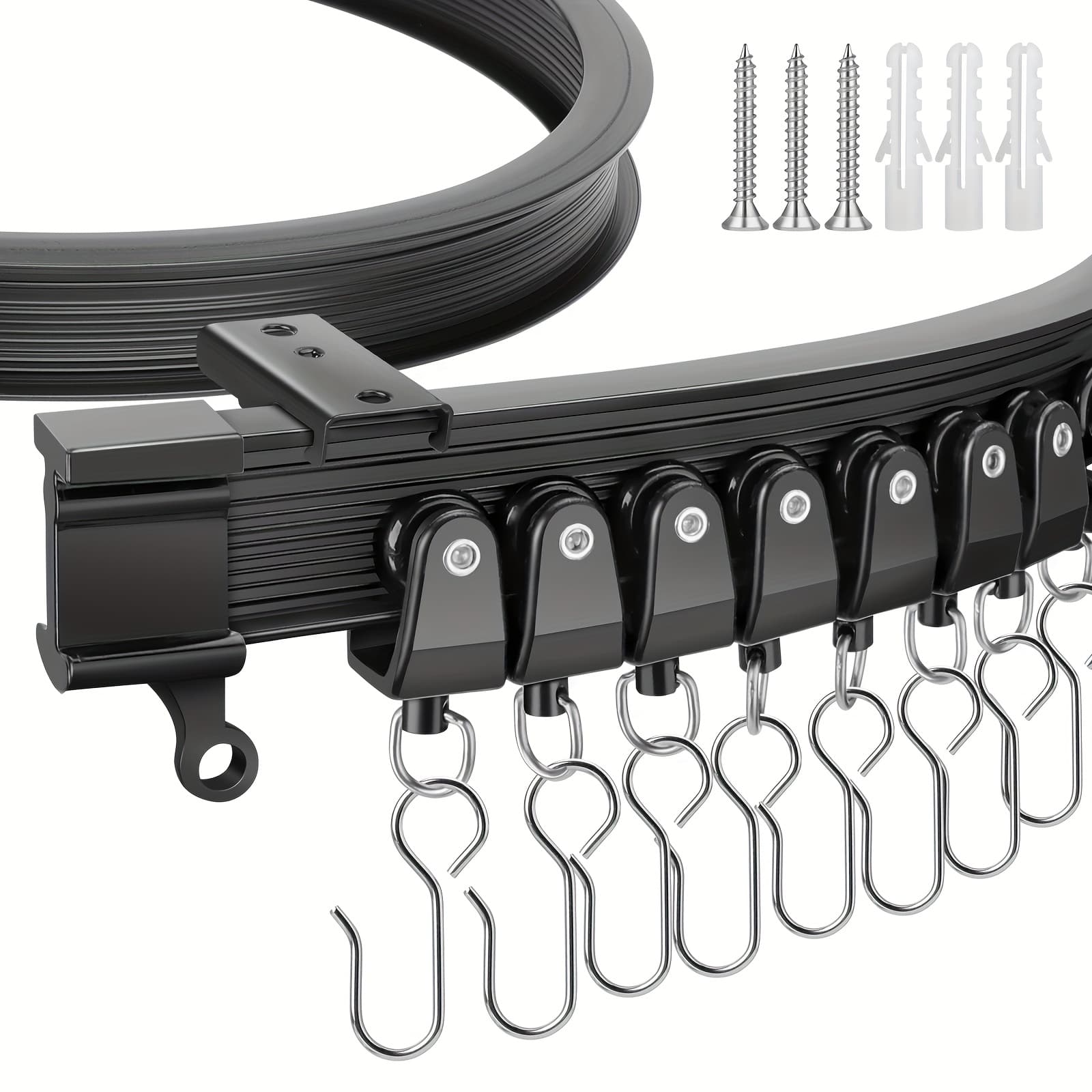 TEMU Ceiling Mounted Curtain Track Set, Flexible Curtain Rail With Track Curtain System, Rv Curtain Track, Ceiling Track For Curtains, Room Divider