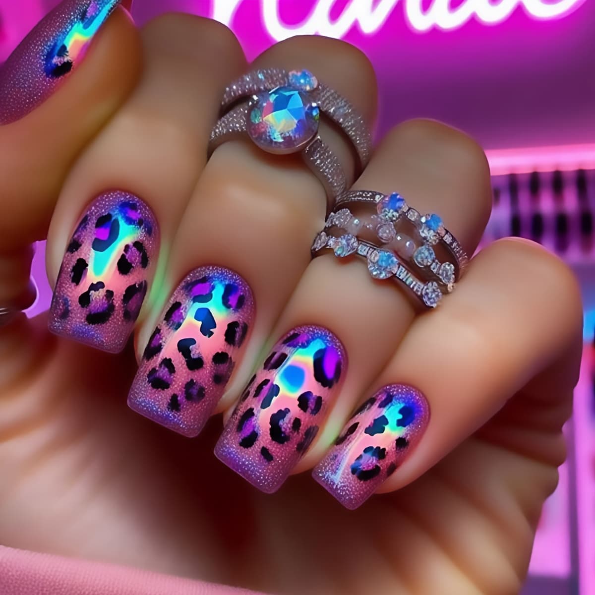TEMU 24pcs Trendy Square Gradient Print Glossy Reusable Fake Nails For Women' Party Nail Art Decoration
