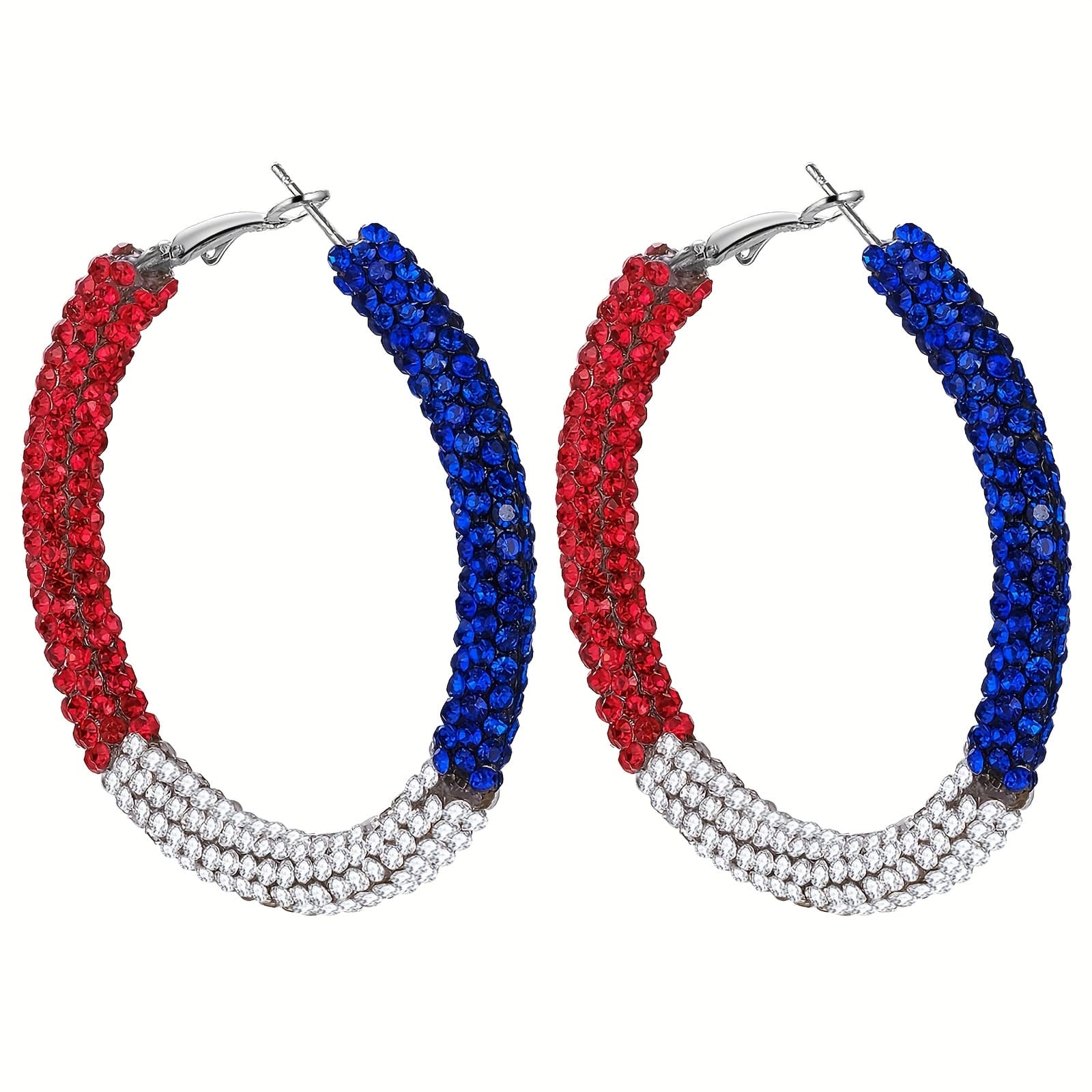 TEMU American Flag Earrings Bohemian Red White And Blue Earrings Day Patriotic Earrings