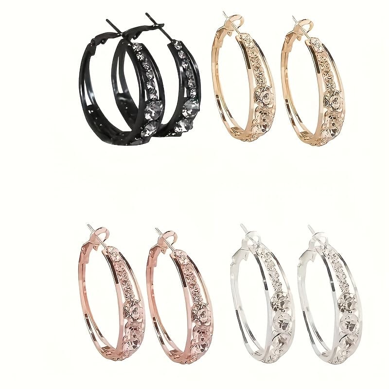 TEMU 4 Pairs Ladies Earrings, Large Circle Earrings, Fashion Earrings, Exquisite Party Dinner Jewelry Accessories, Exquisite Gifts