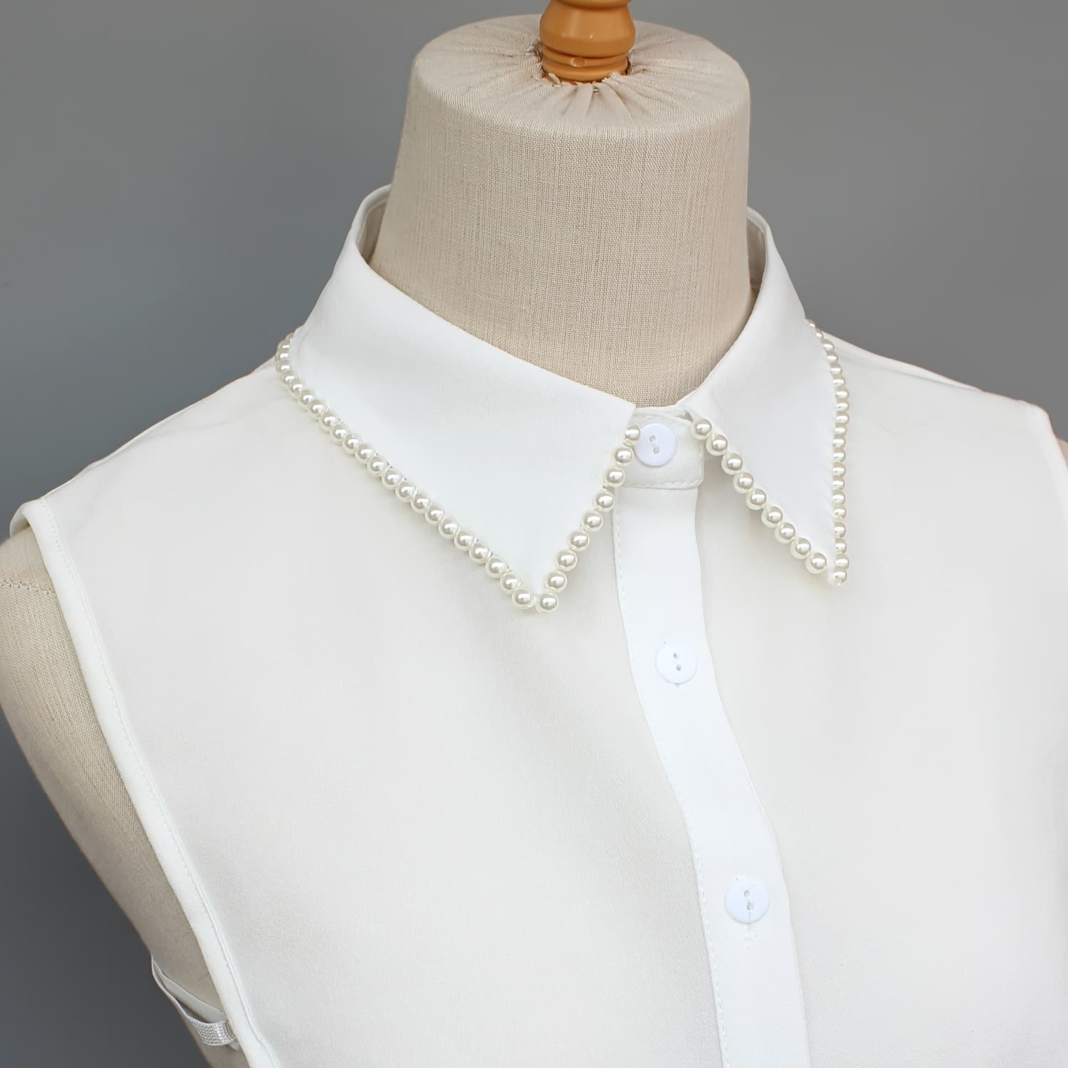 TEMU Chiffon Pointed Collar Fashion Beaded Detachable Collar Versatile Decorative Half-shirt Style False Collar
