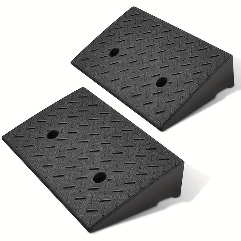 TEMU 2pcs 4" Rise Rubber Heavy Duty Loading Driveway Ramp Threshold Ramp 19.7 In L X 11.8 X 4.3 In H Dock, Warehouse, Motorcycles, Cars
