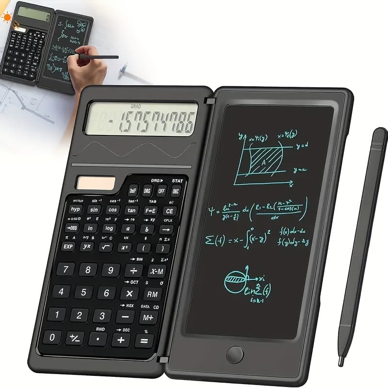 TEMU 1 Erasable Lcd Writing Board & Scientific Calculator - 10-digit, (solar & Lithium Battery), Ideal For Math, Physics & Geometry, With Electronic Components，back To School Supply