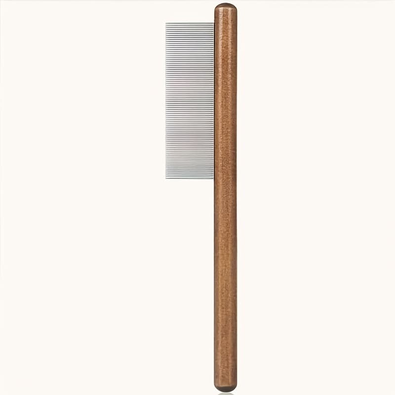 TEMU Comfortable Wooden Handle Comb For Cats And Dogs - Stainless Steel Teeth, Suitable For Long And Short Hair, Pet Beauty Tools, Stainless Steel Combs, Wooden Handle Beauty Tools