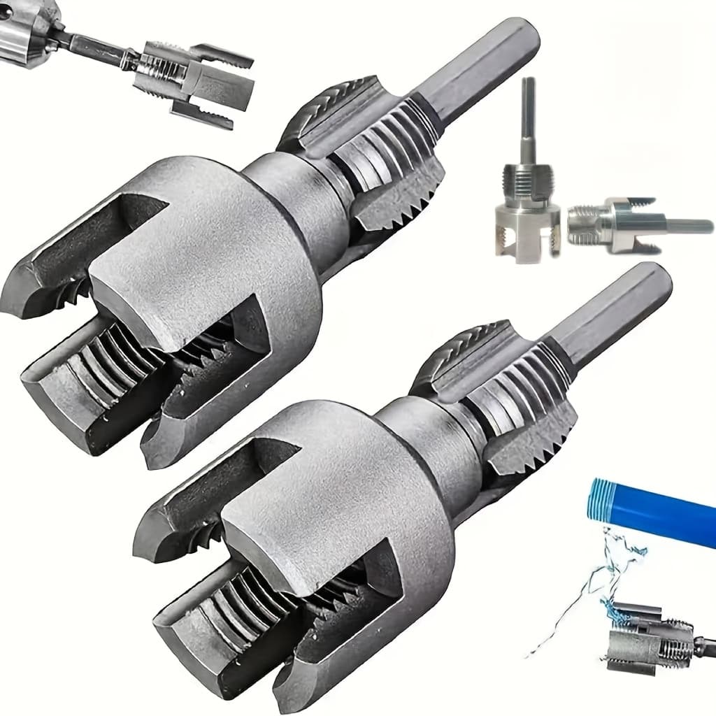 TEMU 2025 New Integrated Internal And External Thread Cutting Tool, Drill Compatible Pvc Pipe Thread Repair Kit, Specifically For 1/2" () And 3/4" (dn20) Diameter Pipes.