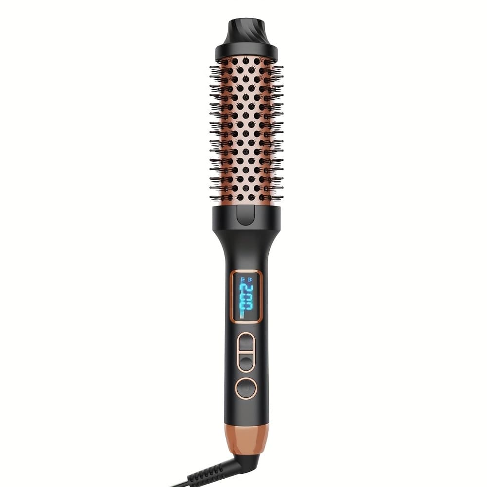 TEMU 1.5 Inch Heated Thermal Round Brush, Fast Hair Curling Blowout Brush With Ceramic Titanium , 9 Heat Settings, Curls & Waves