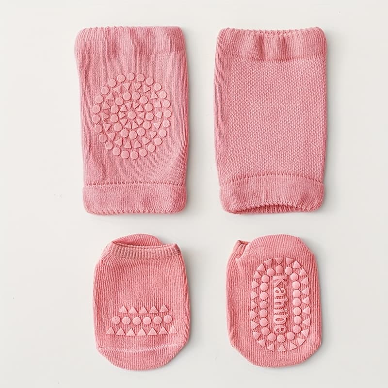 TEMU 1 Set Of Baby Socks And Knee Pads, Solid Color, Non-slip, For Boys And Girls, Toddler Floor Socks, Children's Knee Pads