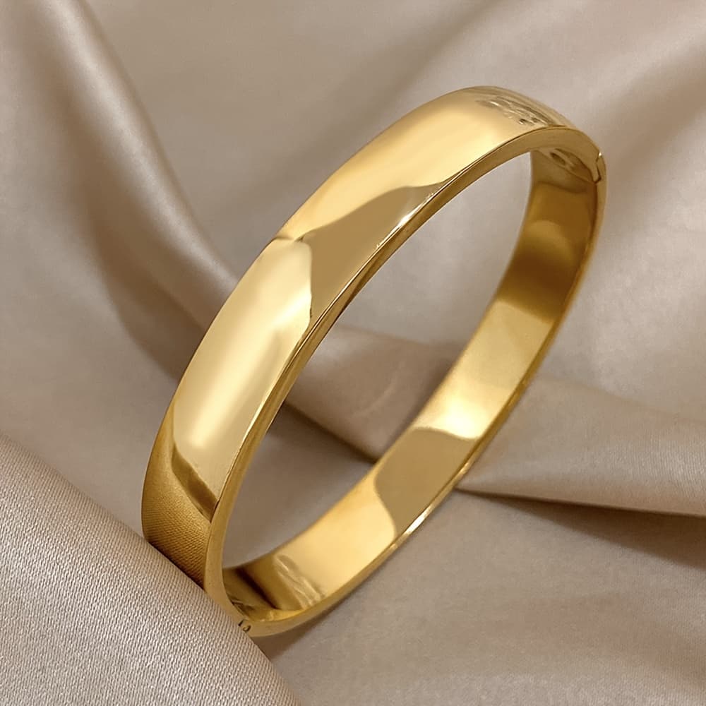TEMU Elegant Stainless Steel Wide Cuff Bracelet - Vintage Style, & Party Wear, Ideal Christmas Gift, Christmas Bracelets
