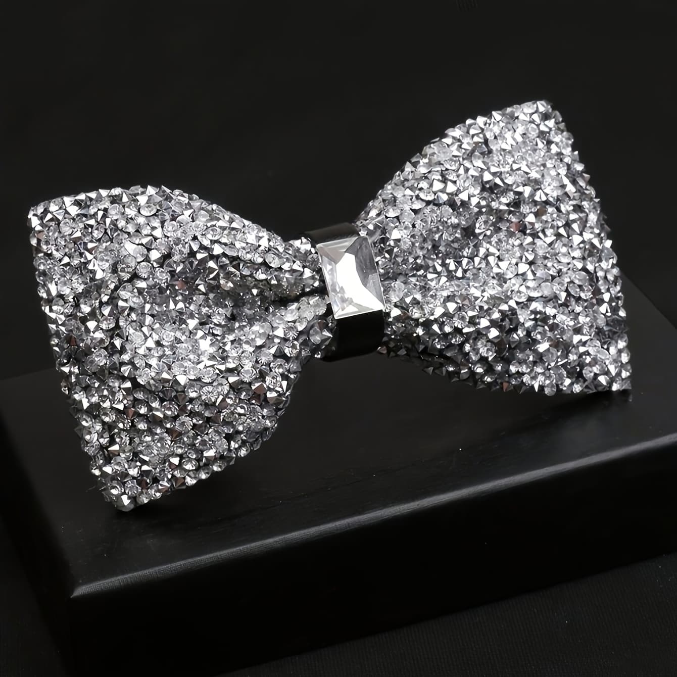 TEMU 1pc Of Sparkling Gypsophila Crystal Bow Tie - A Stunningly Bright Accessory For Men's Banquets And Weddings - A Stylish Touch For , Perfect As A Gift Option