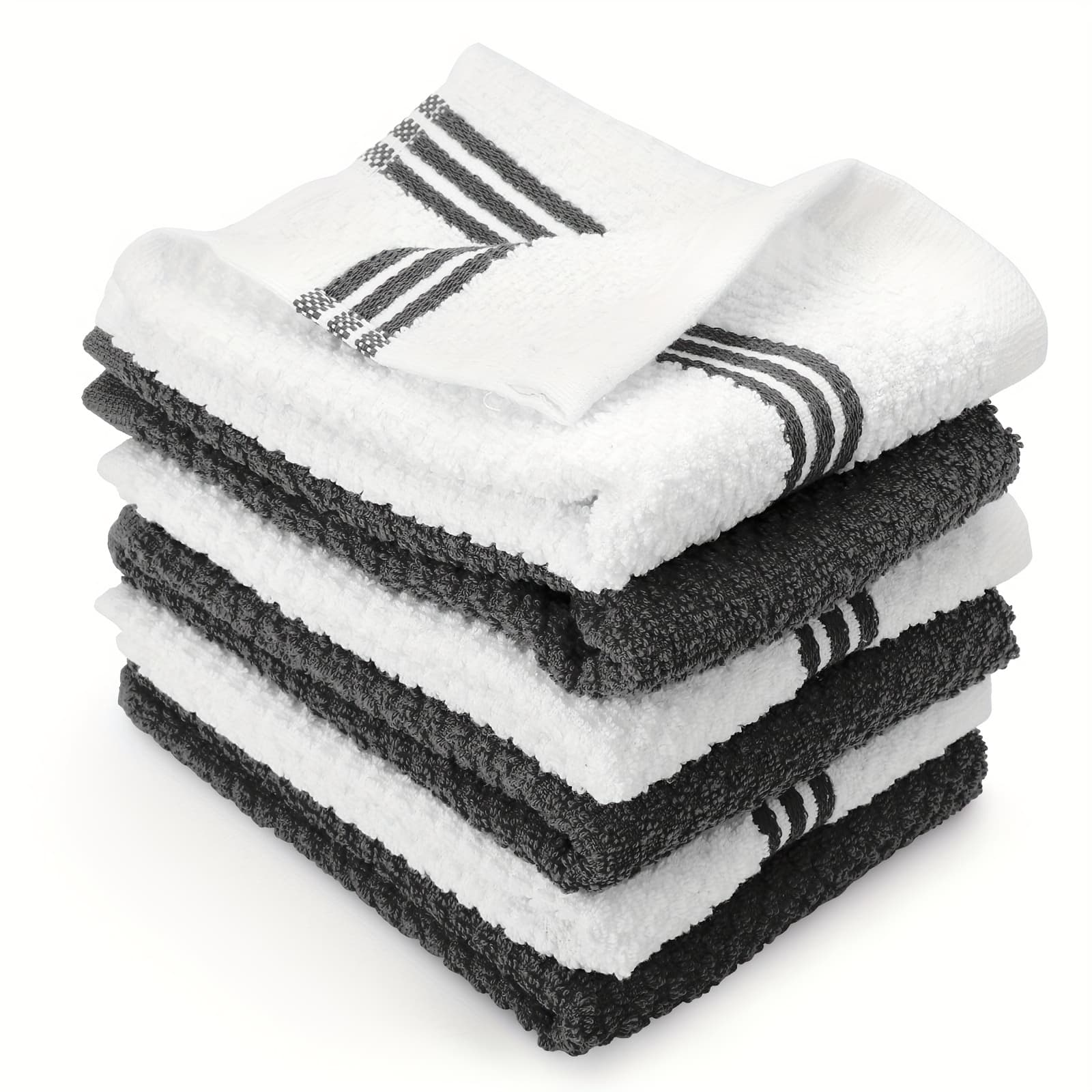TEMU 6pcs Kitchen Dish Towels - High Absorbency, Durable Fabric For Drying Dishes And Cleaning, Soft Cleaning Cloths, Textured Surface Towel